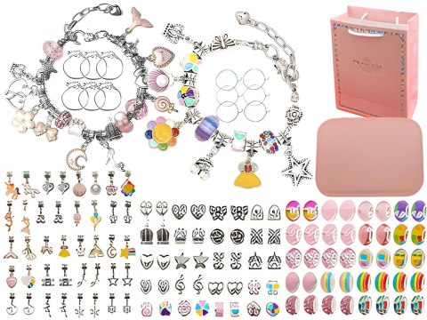 Zestaw Do Tworzenia Biżuterii Bransoletek Charmsy Zawieszki Koraliki + Etui
