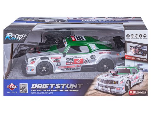 Duży Samochód Do Driftu Auto Rc Drift 1:16 2,4 Ghz Para Dym Srebrny Dodge 4wd Led