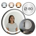 Lustro łazienkowe LED okrągłe ścienne 80 cm 3 barwy włącznik dotykowy regulacja jasności ModernHome