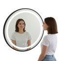 Lustro łazienkowe LED okrągłe ścienne 80 cm 3 barwy włącznik dotykowy regulacja jasności ModernHome