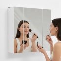 Szafka Łazienkowa Wisząca Biała z Lustrem półki 3 Drzwi 60 cm mat Lapo