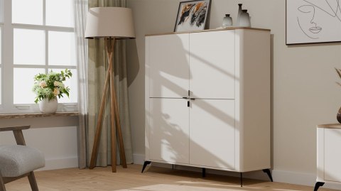 Komoda Szafka do Salonu Dąb Castello Kaszmir 4 Drzwi Półki 125x135 Lora 4D