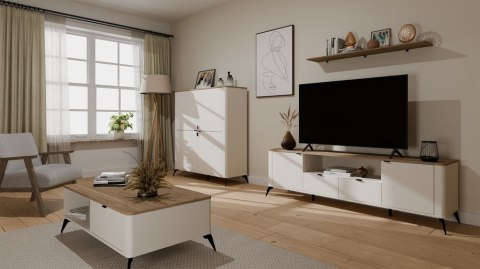 Komoda Szafka do Salonu Dąb Castello Kaszmir 4 Drzwi Półki 125x135 Lora 4D