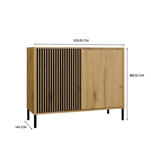 Komoda Szafka do salonu Dąb Artisan Lamele Front Ryflowany Tip-on Siena 2D