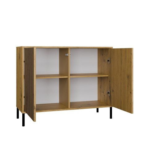 Komoda Szafka do salonu Dąb Artisan Lamele Front Ryflowany Tip-on Siena 2D