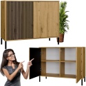 Komoda Szafka do salonu Dąb Artisan Lamele Front Ryflowany Tip-on Siena 2D