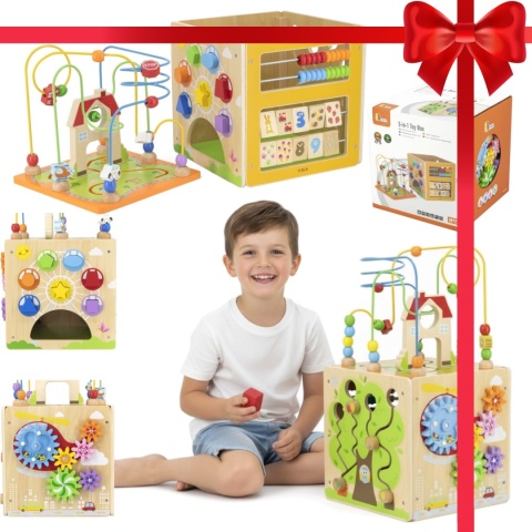 Kostka sensoryczna edukacyjna Sorter klocki 5w1 na prezent dla Dzieci Viga