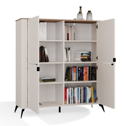 Komoda Szafka do Salonu Dąb Castello Kaszmir 4 Drzwi Półki 125x135 Lora 4D