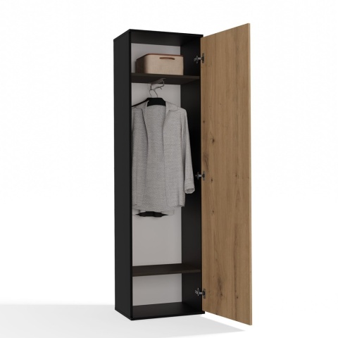 Szafa z Lustrem 50 cm do Przedpokoju Wieszak Półki Antracyt Artisan DUET