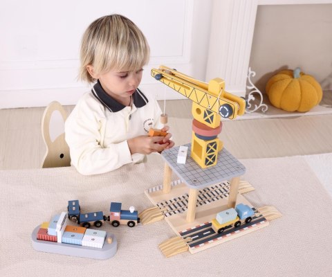 Drewniany Żuraw dźwig na magnes Pociąg Morska stacja załadunkowa Tooky Toy