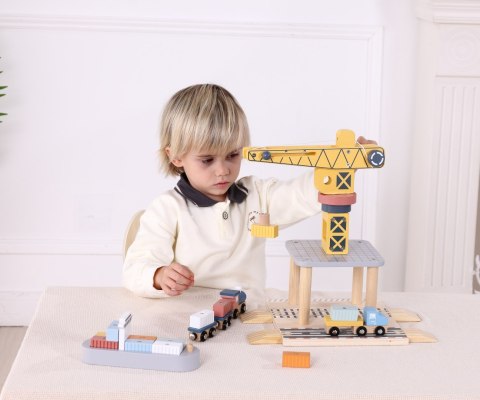 Drewniany Żuraw dźwig na magnes Pociąg Morska stacja załadunkowa Tooky Toy