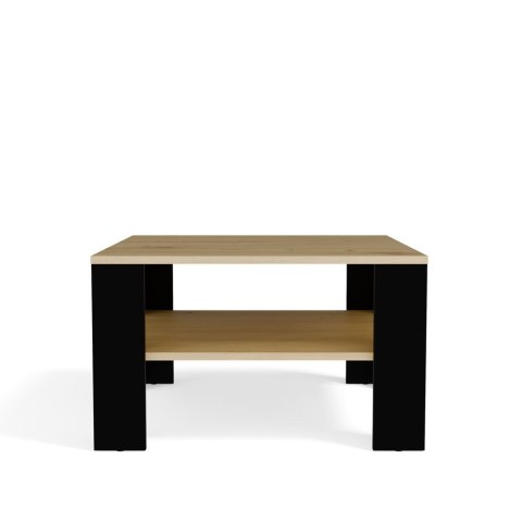 Stolik Kawowy Ława Do Salonu Dąb Artisan Czarny Kwadratowy z Półką 68 cm