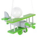 Lampa Wisząca Samolot szaro-zielony E27 Sufitowa Drewniana dla Dzieci