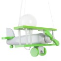 Lampa Wisząca Samolot szaro-zielony E27 Sufitowa Drewniana dla Dzieci