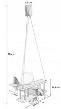 Lampa Wisząca Samolot szaro-zielony E27 Sufitowa Drewniana dla Dzieci
