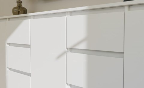 Komoda Duża Zestaw 200x75x40 cm Biała Szafka x3 Szuflada x6 Komplet 3D6S