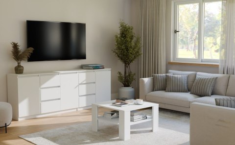 Komoda Duża Zestaw 200x75x40 cm Biała Szafka x3 Szuflada x6 Komplet 3D6S