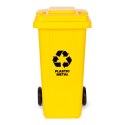 Kosz na smieci pojemnik 120L kubeł śmietnik żółty plastik gumowe koła