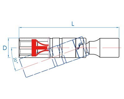 NASADKA DO ŚWIEC 3/8'' 16MM*162MM 12-KĄTNA,METALOWY KLIPS