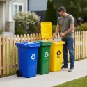 Zestaw 5 koszy na śmieci pojemniki 5x120L niebieski zielony żółty czarny brązowy makulatura szkło plastik odpady zmieszane BIO g