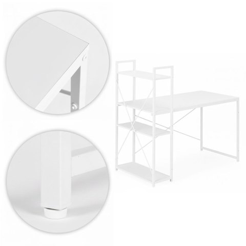 Biurko komputerowe szkolne 120x60 cm regał z 3 półkami białe ModernHome