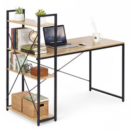 Biurko komputerowe szkolne 120x60 cm regał z 3 półkami loft jasny dąb ModernHome