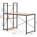 Biurko komputerowe szkolne 120x60 cm regał z 3 półkami loft jasny dąb ModernHome