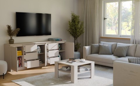 Komoda Duża Zestaw 200x75x40 cm Kaszmir Szafka x3 Szuflada x6 Komplet 3D6S