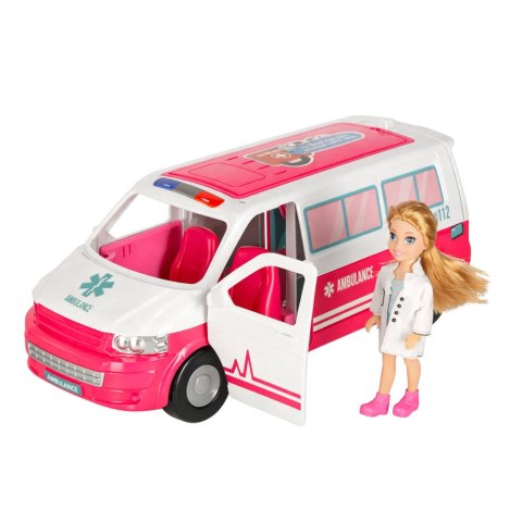 Mobilny Szpital Karetka Ambulans 2W1 Lalka Doktor Akcesoria Medyczne