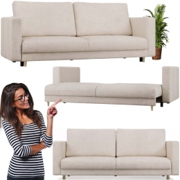 Sofa Kanapa z Funkcją spania Wygodna 3os Mona Pojemnik na pościel do salonu