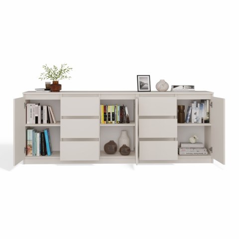 Komoda Duża Zestaw 200x75x40 cm Kaszmir Szafka x3 Szuflada x6 Komplet 3D6S