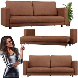 Sofa Kanapa Funkcja spania 3 osobowa do salonu terakota brąz Mona Pojemnik