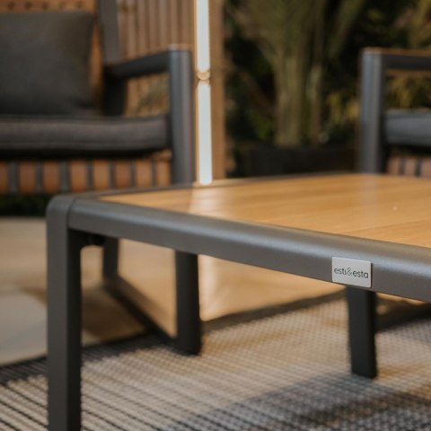 Zestaw Mebli Ogrodowych Komplet taras Sofa Fotele Stolik Szary Ravia