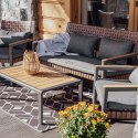 Zestaw Mebli Ogrodowych Komplet taras Sofa Fotele Stolik Szary Ravia