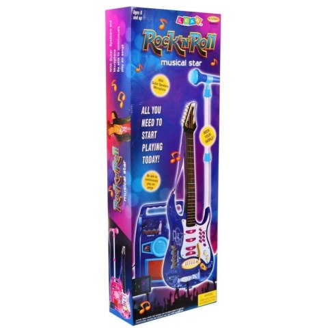 GITARA Z MIKROFONEM STRUNAMI WZMACNIACZEM RÓŻOWA