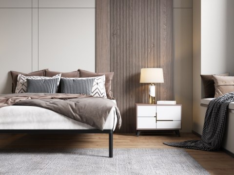 Łóżko Stelaż 160x200 cm podwójne Metalowy Alu Drewniane Listwy Czarny
