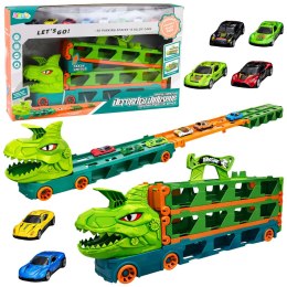 Ciężarówka Dinozaur z Resorakami Tor Dla Autek Transporter Wyrzutnia 4w1