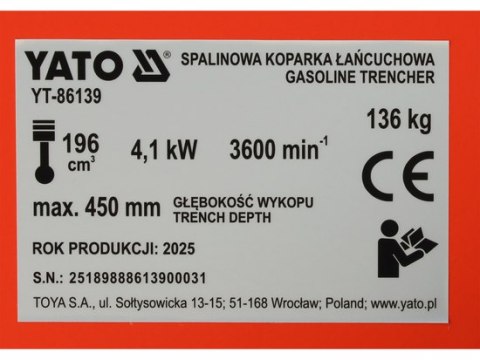 SPALINOWA KOPARKA ŁAŃCUCHOWA 450MM, 6.5KM