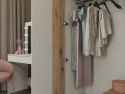 Szafa Garderoba 150 cm Lustro 2 Szuflady Ryflowana Kaszmir Dąb Evoke Anna