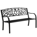 Ławka Ogrodowa Taras Ogród Park Metalowa Oparcie WELCOME Czarna 127 cm