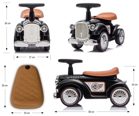 Jeździk Auto dla dzieci Stylowy Retro Royce +schowek, dźwięk Milly Mally
