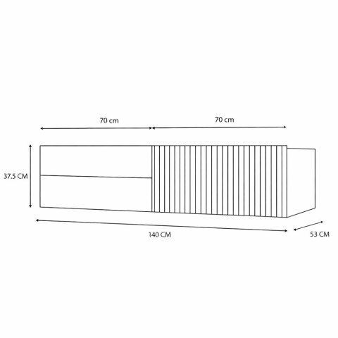 Szafka Pod Umywalkę Wisząca Kaszmir 2 Szuflady Drzwi 140cm Ryflowana Deko