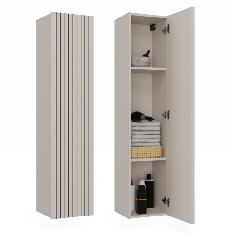 Szafka Łazienkowa Wisząca Słupek 3 Półki Ryflowana Kaszmir 135x31 Deko 1D