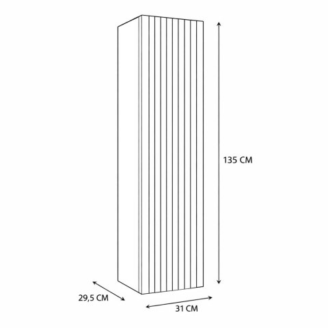 Szafka Łazienkowa Wisząca Słupek 3 Półki Ryflowana Kaszmir 135x31 Deko 1D