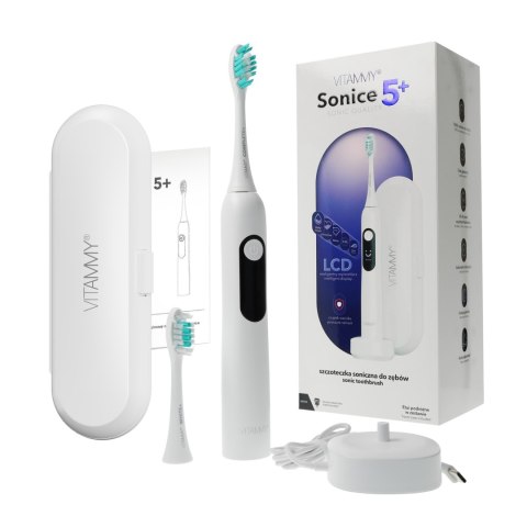 VITAMMY SONICE 5+ WHITE Szczoteczka Soniczna do zębów, 5 trybów, wyświetlacz, timer