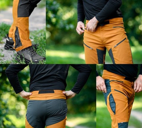 SPODNIE ROBOCZE OUTDOOR 4 WAY STRETCH MUSZTARD-SZARE ROZ XXL