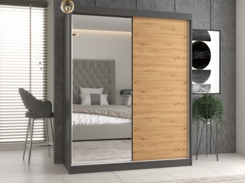 Szafa IGA 160 A/B ANTRACYT ARTISAN 1x Lustro Do Sypialni Przedpokoju