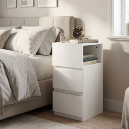 Szafka nocna z oświetleniem LED stolik do sypialni 2 szuflady biała ModernHome