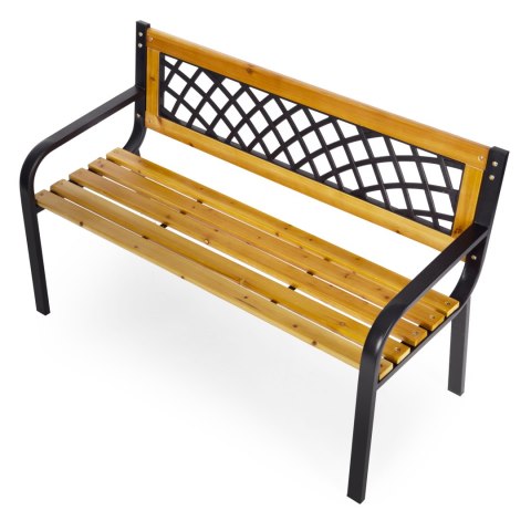 Drewniana ławka ogrodowa z ażurowym oparciem 118x52 cm parkowa MultiGarden