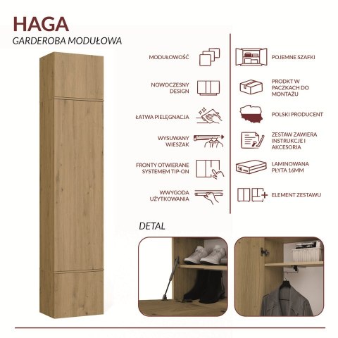 Garderoba Szafa HAGA 1SZ DĄB ARTISAN